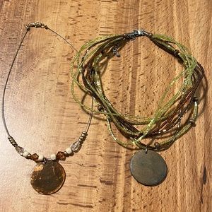 Bundle of 2 brown disk necklaces